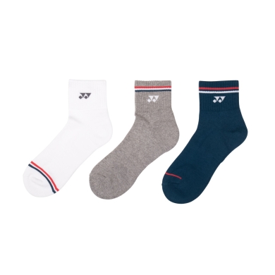 Yonex Sports Socks Quarter 2024 white/grey/blue men's - 3 pairs